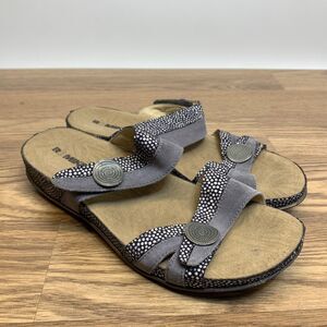 Romika  Women's Sandal 10.5 Gray Leather Orthotic Slide Shoes